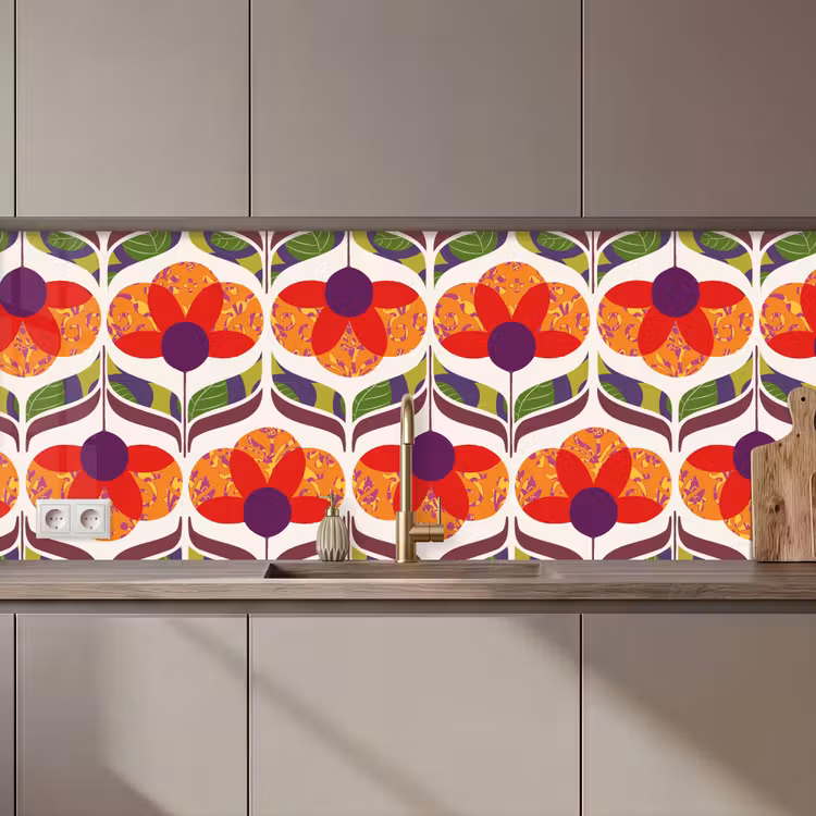 Retro - Flower Power - Vintage - Kleuren keuken achterwand 2 middel 871 zz_3dshopping