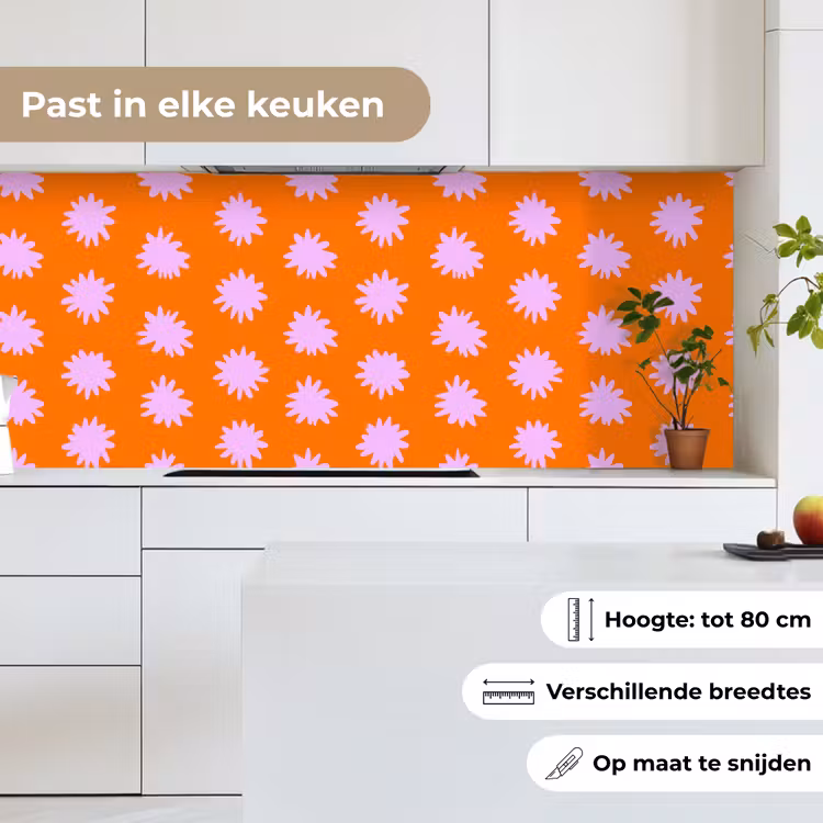 Retro - Bloemen - Oranje keuken achterwand 2 middel 871 -sfeer4_NL
