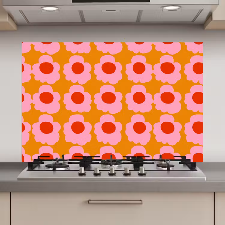 Retro - Bloemen - Roze keuken achterwand 2 middel 871 zz_3dshopping
