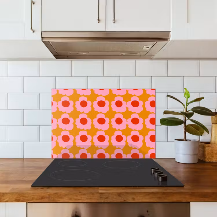 Retro - Bloemen - Roze keuken achterwand 2 middel 871 -sfeer1