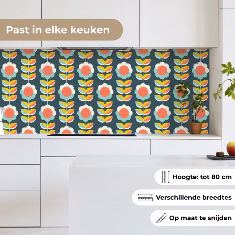 Retro - Bloemen - Scandinavisch keuken achterwand 2 middel 871 -sfeer4_NL