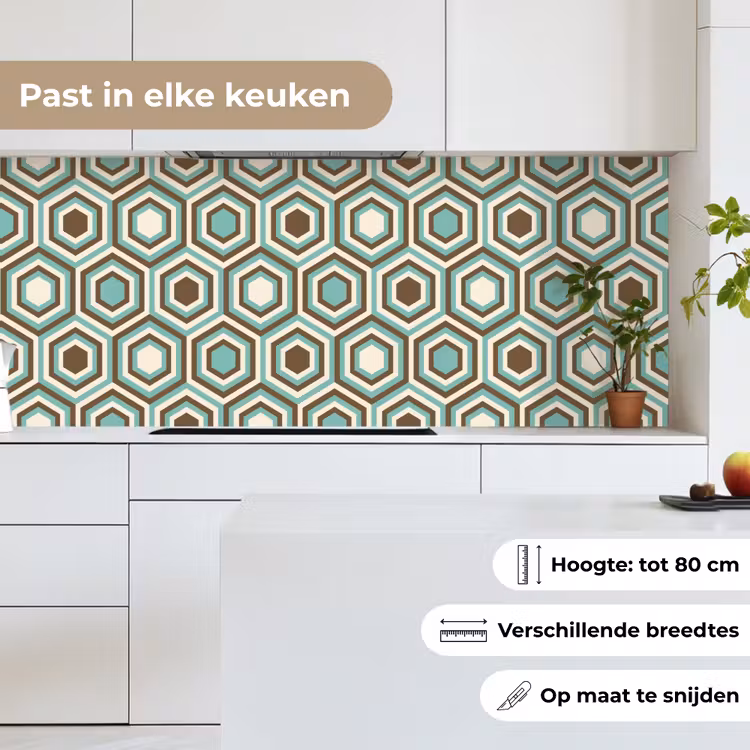 Retro - Honeycomb - Blauw - Bruin keuken achterwand 2 middel 871 -sfeer4_NL
