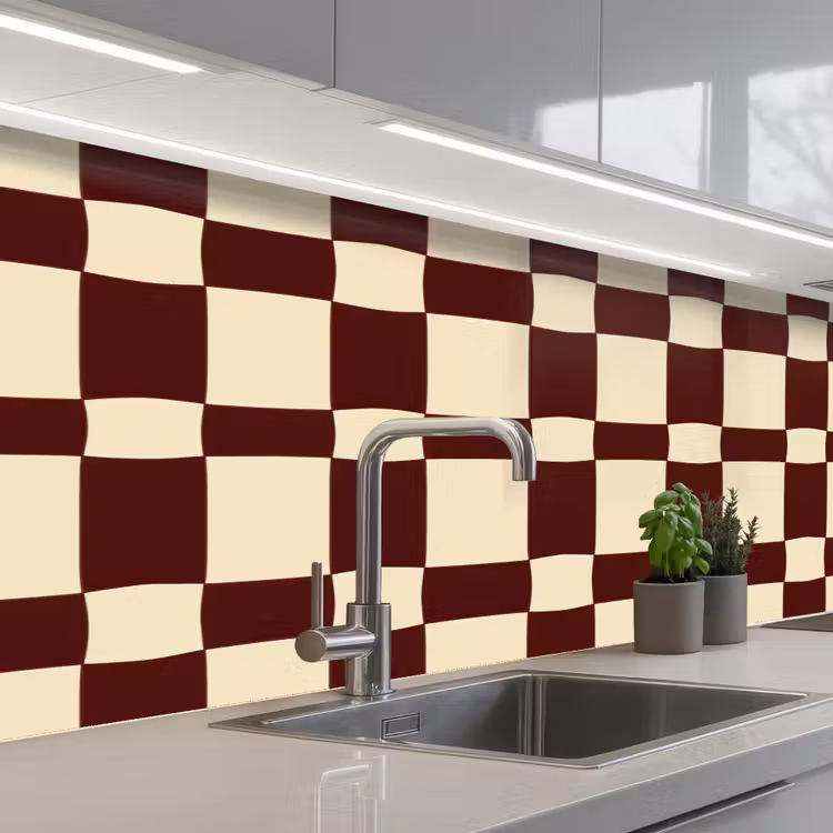 Retro - Patroon - Bruin keuken achterwand 2 middel 871 -3d_schuin