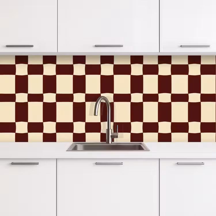Retro - Patroon - Bruin keuken achterwand 2 middel 871 -3d