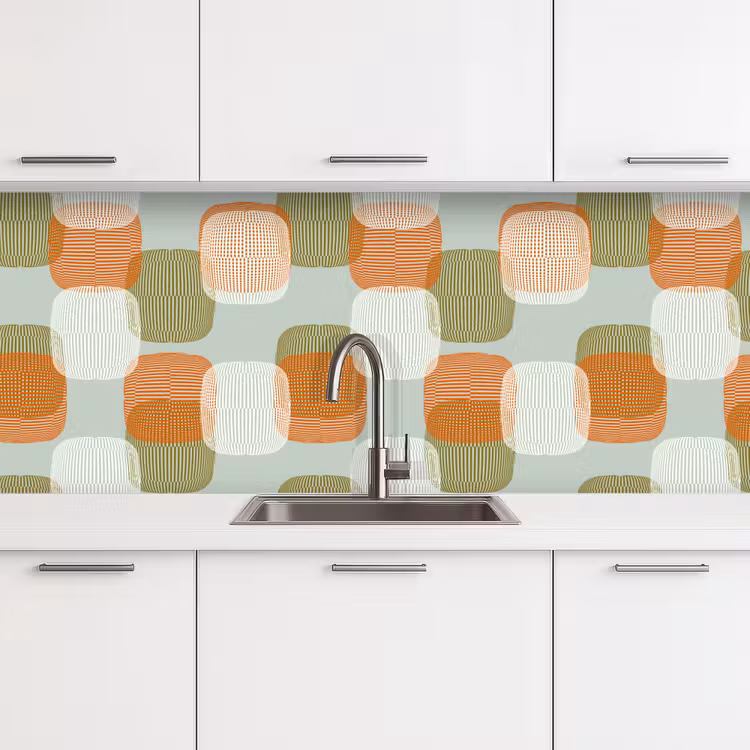 Retro - Patroon - Pastel keuken achterwand 2 middel 871 -3d