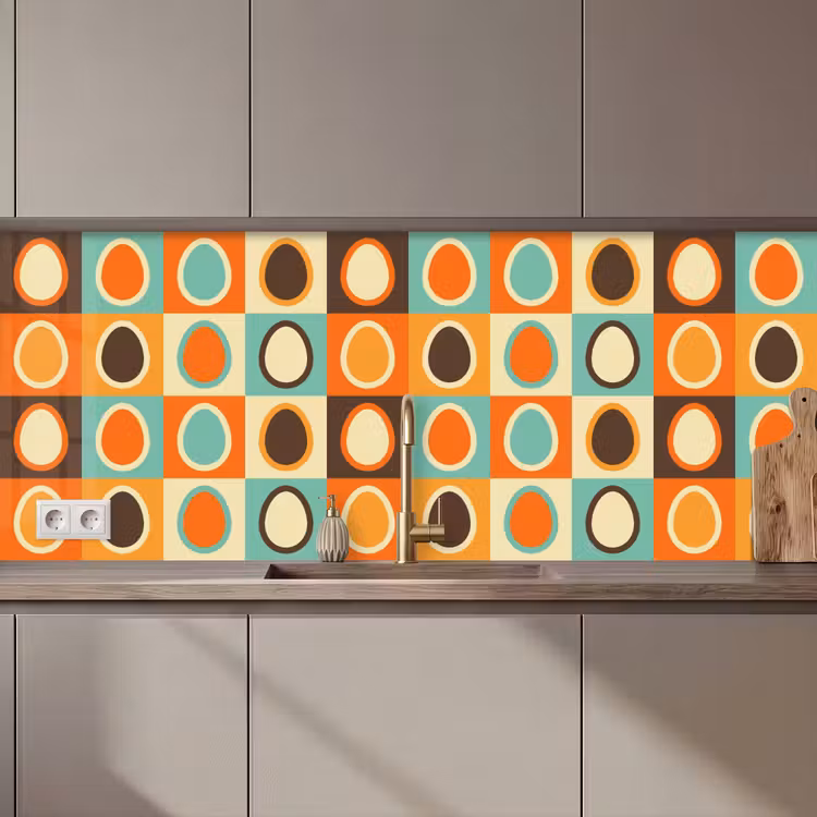 Retro - Patronen - Ei keuken achterwand 2 middel 871 zz_3dshopping