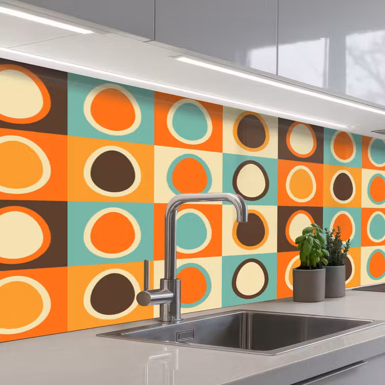 Retro - Patronen - Ei keuken achterwand 2 middel 871 -3d_schuin