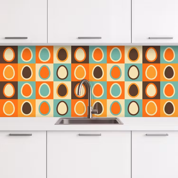 Retro - Patronen - Ei keuken achterwand 2 middel 871 -3d
