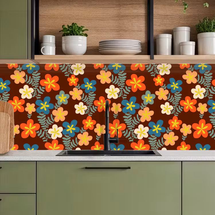 Retro - Patronen - Bloemen - Jaren 70 keuken achterwand 2 middel 871 -sfeer3