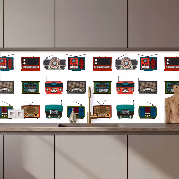 Retro - Radio - Design keuken achterwand 2 middel 871 zz_3dshopping