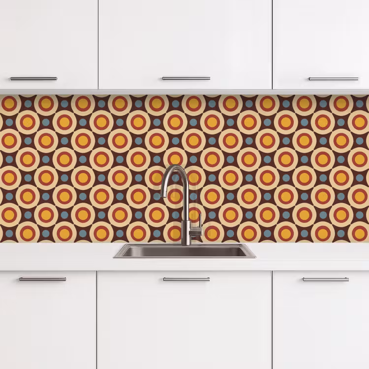 Retro - Vintage - Design - Cirkel keuken achterwand 2 middel 871 -3d