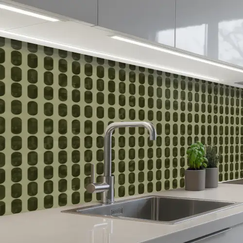 Ritmisch - Effect - Groen keuken achterwand 2 middel 871 -3d_schuin