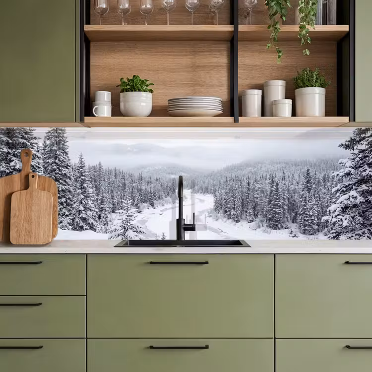 Rivier - Bevroren - Landschap - Winter keuken achterwand 2 middel -sfeer3