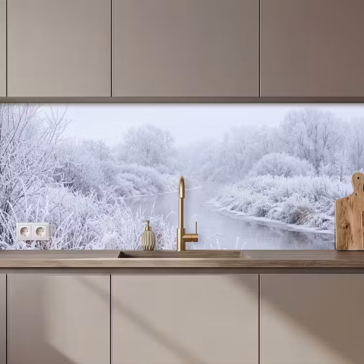 Rivier - Sneeuw - Bos - Winter - Schilderachtig keuken achterwand 2 middel zz_3dshopping