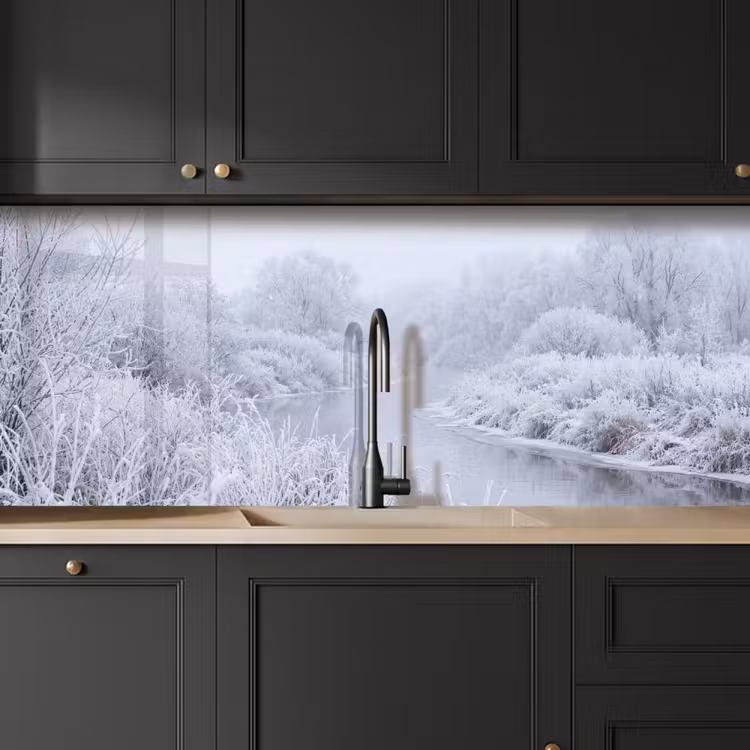 Rivier - Sneeuw - Bos - Winter - Schilderachtig keuken achterwand 2 middel -sfeer1