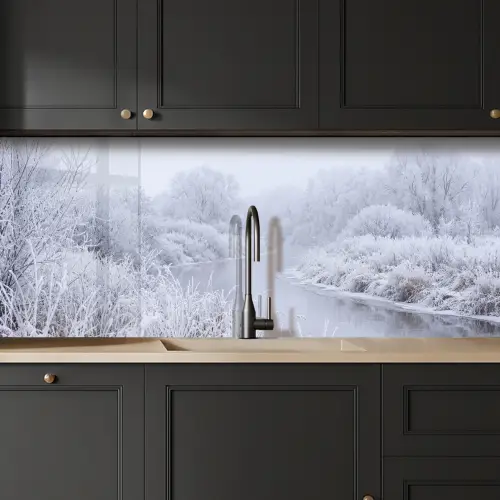Rivier - Sneeuw - Bos - Winter - Schilderachtig keuken achterwand 2 middel -sfeer1