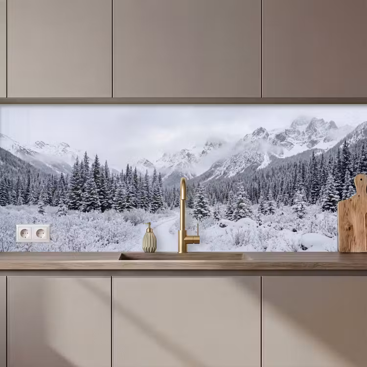 Weg - Bergen - Sneeuw - Naaldbos - Avontuurlijk keuken achterwand 2 middel zz_3dshopping