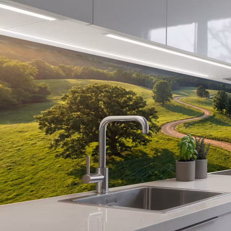 Weg - Weide - Natuur - Groen keuken achterwand 2 middel -3d_schuin