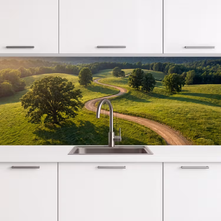 Weg - Weide - Natuur - Groen keuken achterwand 2 middel -3d