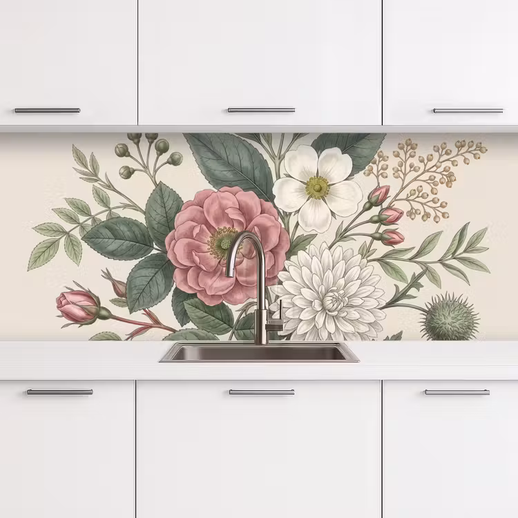 Romantisch - Design - Kleurrijk keuken achterwand 2 middel -3d