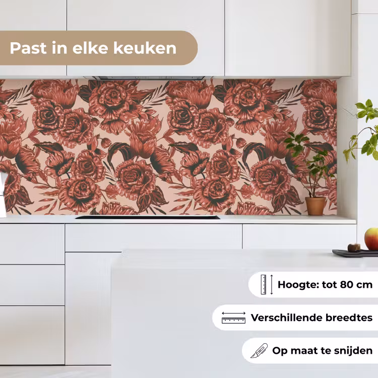 Roos - Patroon - Bloemen keuken achterwand 2 middel 871 -sfeer4_NL