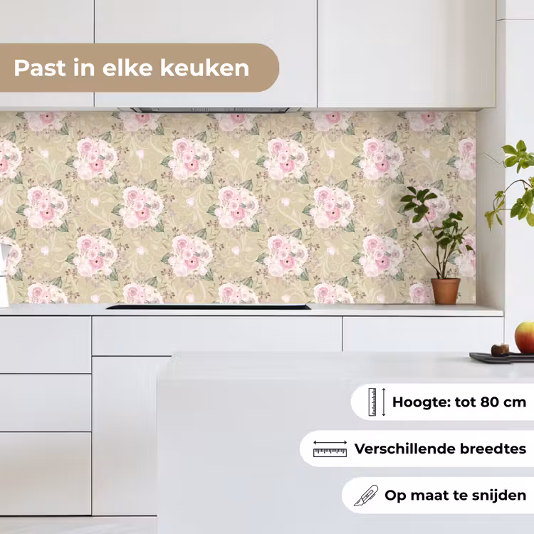 Roos - Patronen - Bloemen keuken achterwand 2 middel 871 -sfeer4_NL