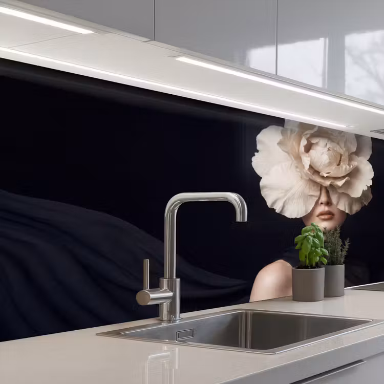 Roos - Tijdloos - Zwart keuken achterwand 2 middel -3d_schuin