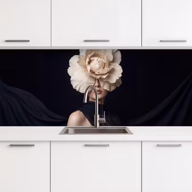 Roos - Tijdloos - Zwart keuken achterwand 2 middel -3d