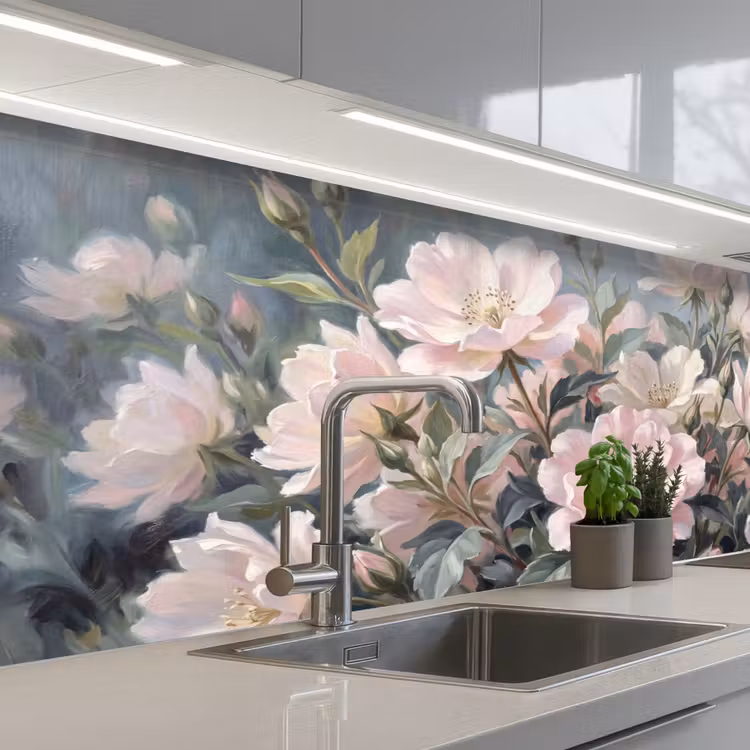 Rozen - Illustratie - Roze keuken achterwand 2 middel -3d_schuin