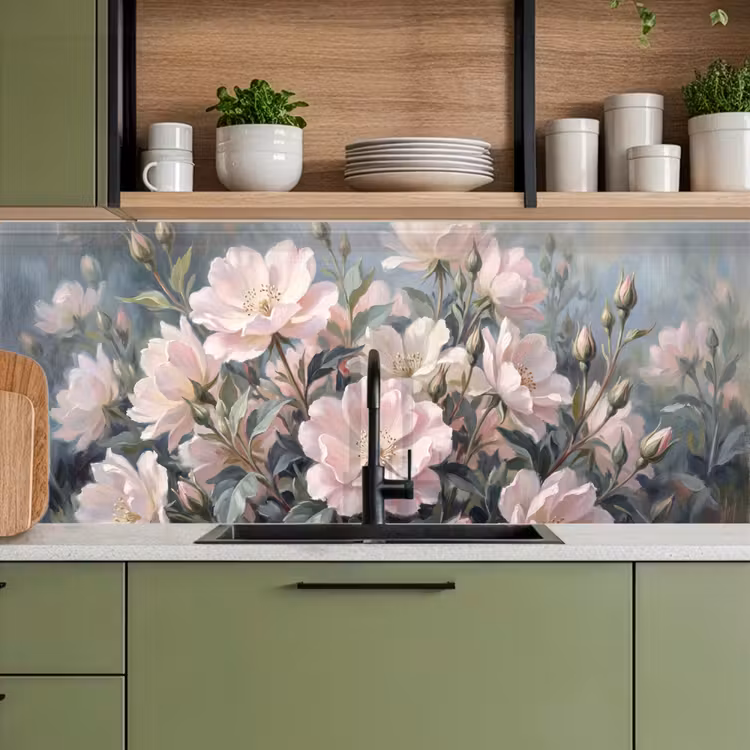 Rozen - Illustratie - Roze keuken achterwand 2 middel -sfeer3