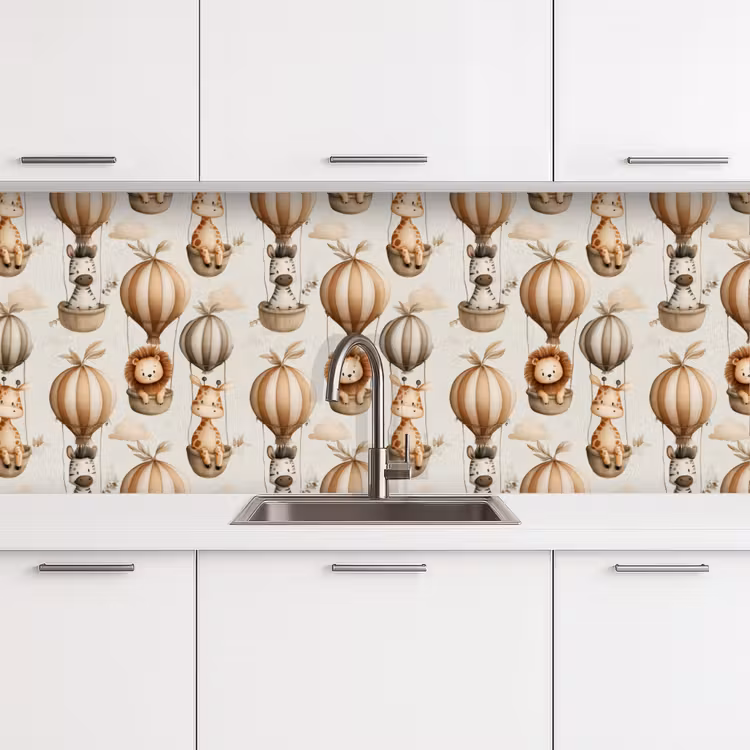 Safari - Luchtballonen - Taupe keuken achterwand 2 middel 871 -3d