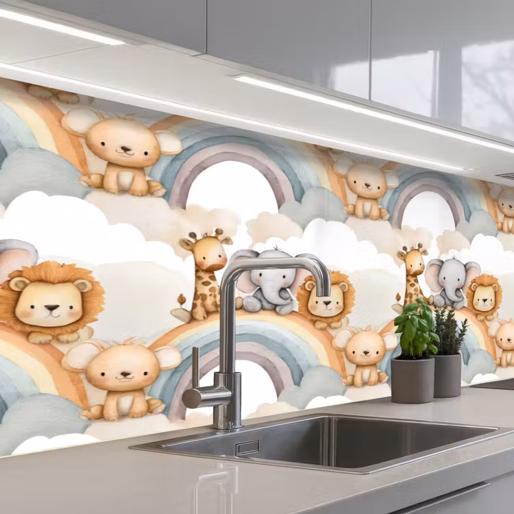 Safari - Regenboog - Kleurrijk keuken achterwand 2 middel 871 -3d_schuin
