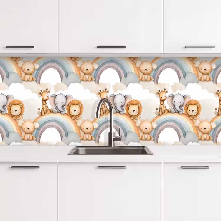 Safari - Regenboog - Kleurrijk keuken achterwand 2 middel 871 -3d