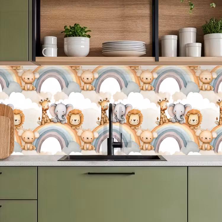 Safari - Regenboog - Kleurrijk keuken achterwand 2 middel 871 -sfeer3