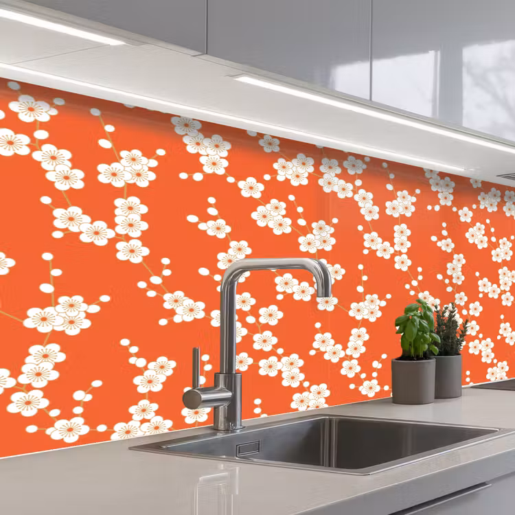Sakura - Bloemen - Patroon - Japan keuken achterwand 2 middel 871 -3d_schuin