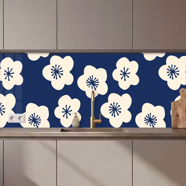 Sakura - Wit - Patroon - Japan keuken achterwand 2 middel 871 zz_3dshopping