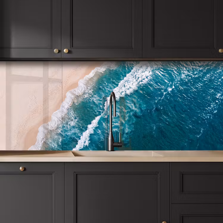 Zee - Strand - Golven - Natuur - Blauw keuken achterwand 2 middel -sfeer1