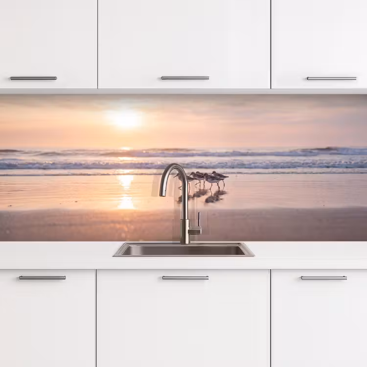 Zee - Vogels - Strand keuken achterwand 2 middel -3d