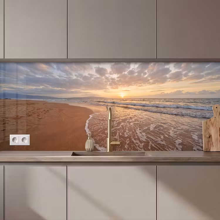 Zee - Kustlijn - Wolken - Landschap - Oranje keuken achterwand 2 middel zz_3dshopping