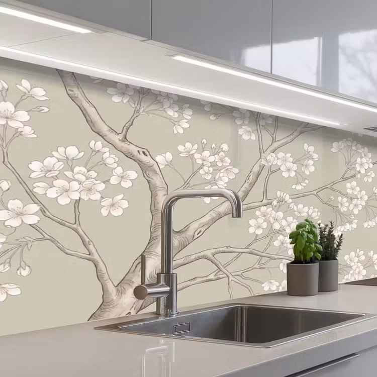 Sereen - Bloesem - Wit keuken achterwand 2 middel -3d_schuin