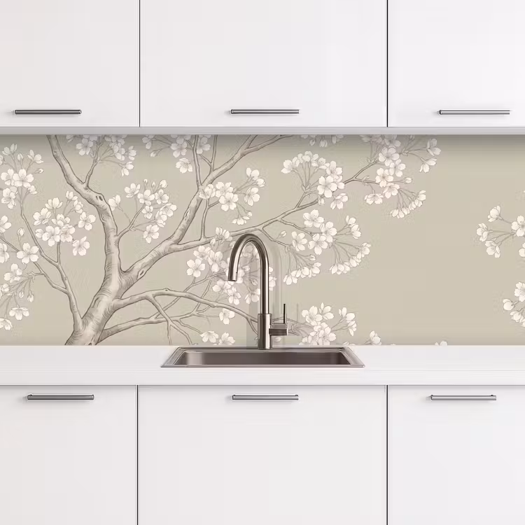 Sereen - Bloesem - Wit keuken achterwand 2 middel -3d