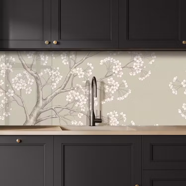 Sereen - Bloesem - Wit keuken achterwand 2 middel -sfeer1