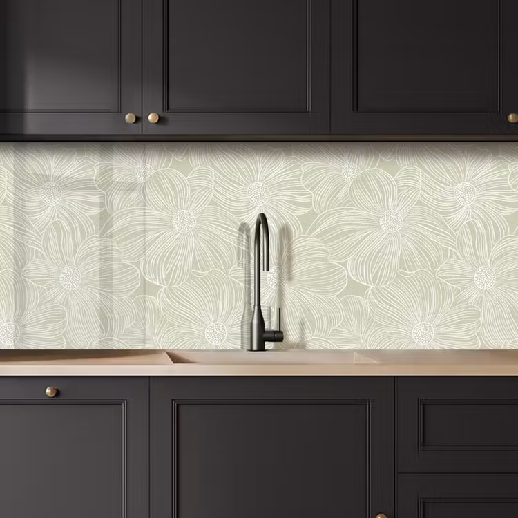 Sereen - Bloemen - Groen keuken achterwand 2 middel 871 -sfeer1
