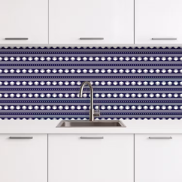 Schelp - Nautisch - Blauw - Wit keuken achterwand 2 middel 871 -3d