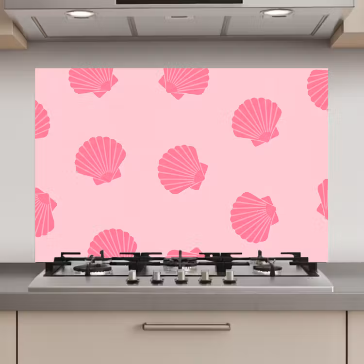 Schelp - Patroon - Zee - Modern - Roze keuken achterwand spatscherm klein -3d_website