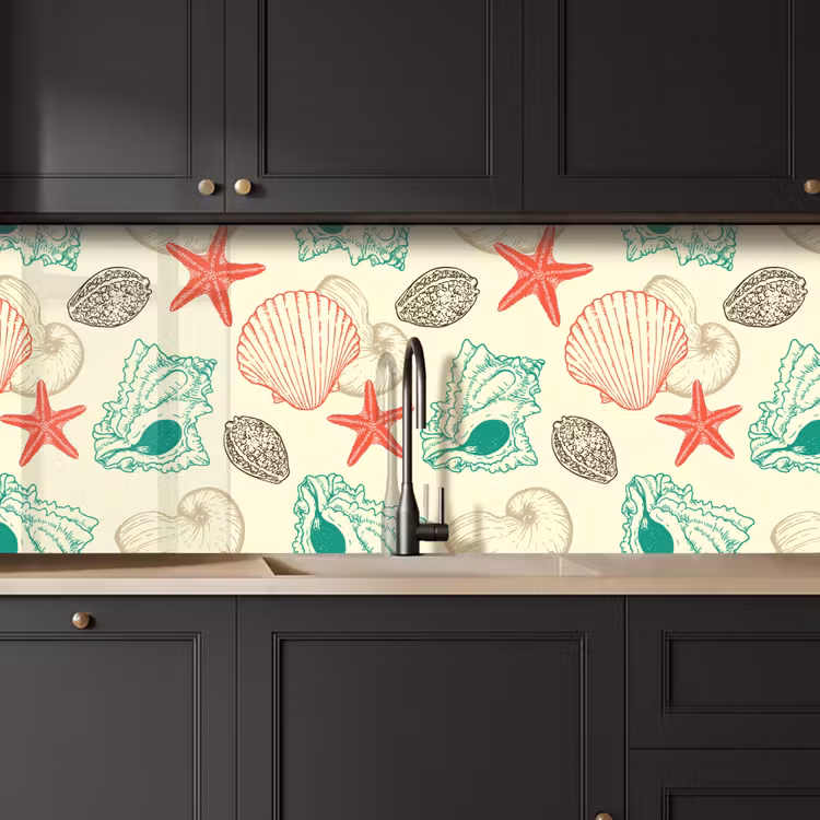 Schelpen - Zeester - Strand - Vintage - Patroon keuken achterwand 2 middel 871 -sfeer1