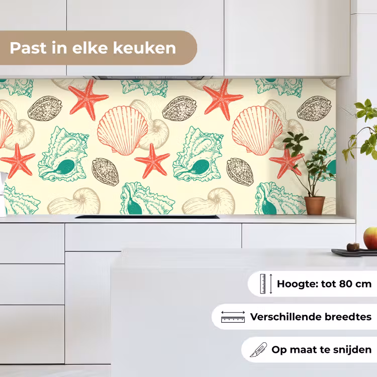 Schelpen - Zeester - Strand - Vintage - Patroon keuken achterwand 2 middel 871 -sfeer4_NL