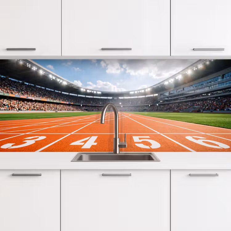 Sintelbaan - Stadion - Sport -Oranje keuken achterwand 2 middel -3d