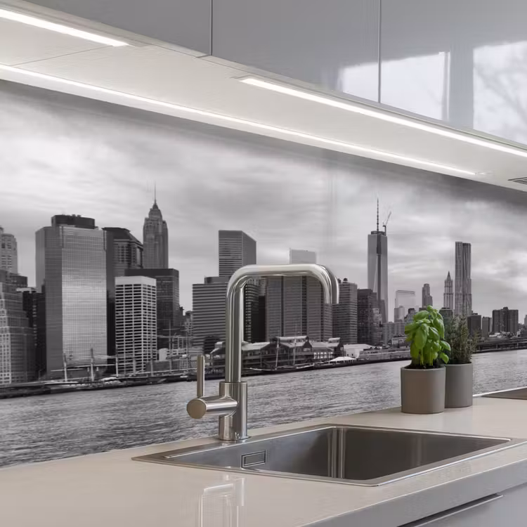 Skyline - Brug - Gebouwen - Kleurloos keuken achterwand 2 middel -3d_schuin