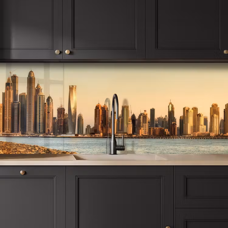 Skyline - Kanaal - Wolkenkrabbers keuken achterwand 2 middel -sfeer1